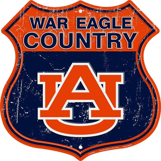 Signs 4 Fun Shield Sign | Auburn War Eagle Country Shield Sign | 12 x 12 | Embossed Aluminum Sign | Made in the USA
