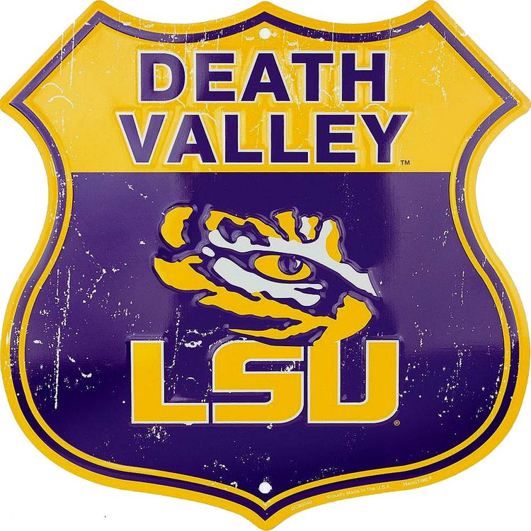 Signs 4 Fun Shield Sign | Louisiana State Death Valley Shield Sign | 12 x 12 | Embossed Aluminum Sign | Made in The USA