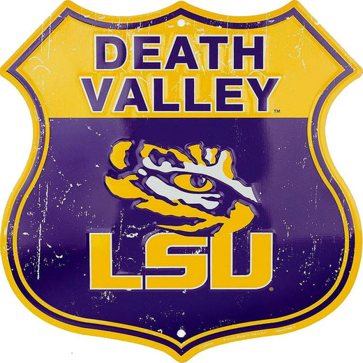 Signs 4 Fun Shield Sign | Louisiana State Death Valley Shield Sign | 12 x 12 | Embossed Aluminum Sign | Made in The USA