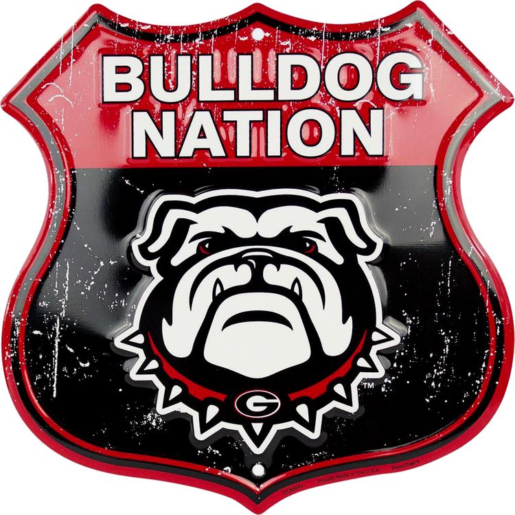 Signs 4 Fun Shield Sign | Georgia Bulldog Nation Shield Sign | 12 x 12 | Embossed Aluminum Sign | Made in The USA