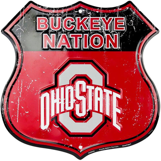 Signs 4 Fun Shield Sign | Ohio State Buckeye Nation Shield Sign | 12” x 12”