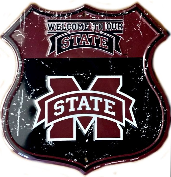 Signs 4 Fun Shield Sign | Mississippi State Shield Sign | 12 x 12 | Embossed Aluminum Sign | Made in The USA