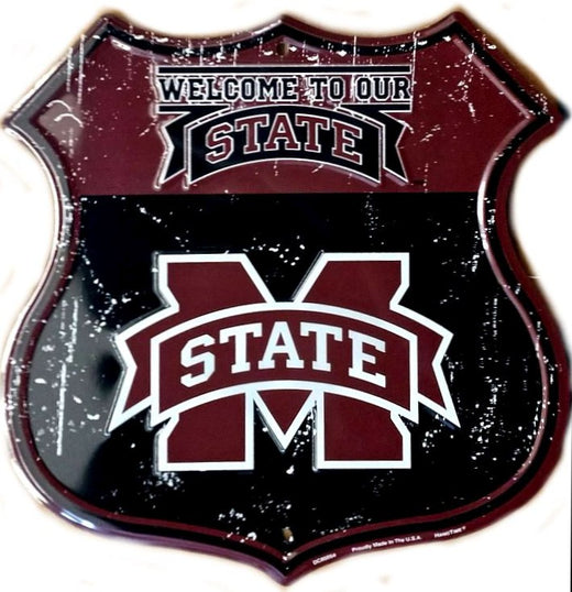 Signs 4 Fun Shield Sign | Mississippi State Shield Sign | 12 x 12 | Embossed Aluminum Sign | Made in The USA