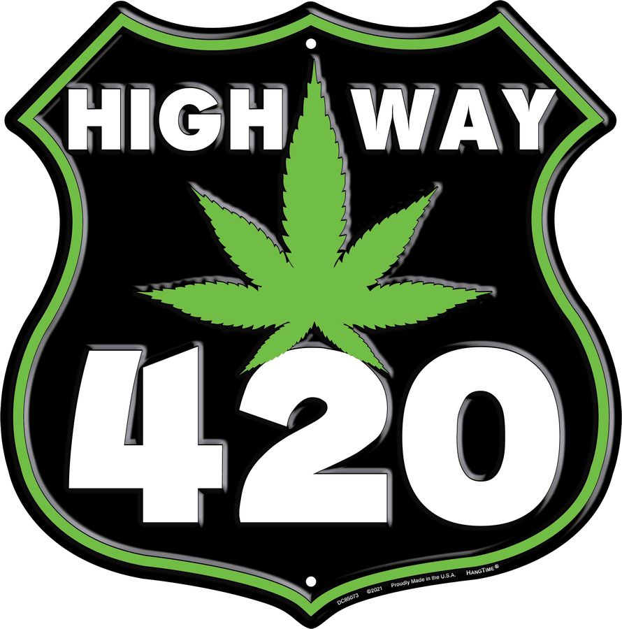 Signs 4 Fun Shield Sign | High Way 420 Shield Sign | 11 x 11.5 | Embossed Aluminum Sign | Made in the USA