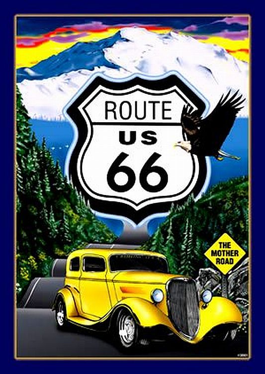 Signs 4 Fun SIG04 Mother Road Route 66 40's Auto Metal Sign, Yellow
