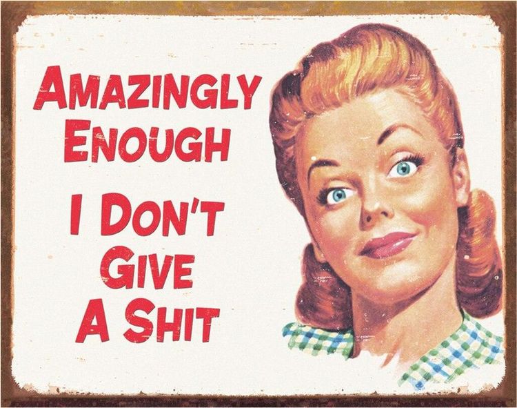 Desperate Enterprises Ephemera - Amazingly Enough I Don't Give A Sht Tin Sign - Nostalgic Vintage Metal Wall Decor - Made in USA - 16" W x 12.5" H