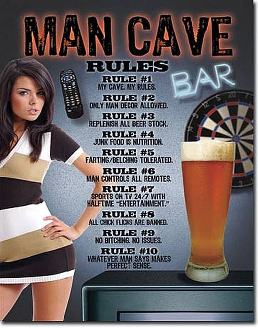 Desperate Enterprises Man Cave Rules Tin Sign