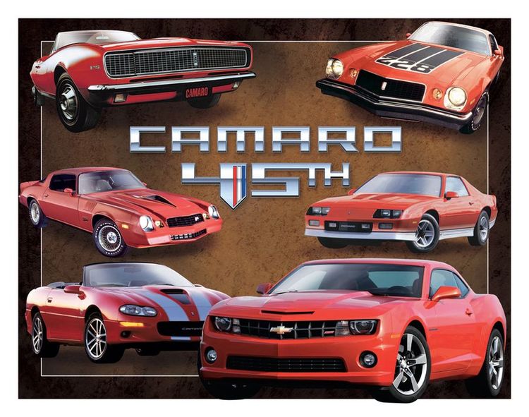 Desperate Enterprises Camaro 45th Anniversary Tin Sign - Nostalgic Vintage Metal Wall Decor - Made in USA