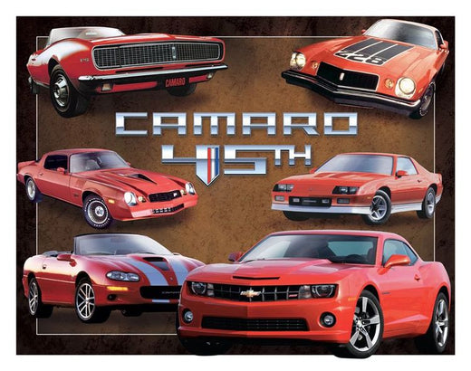Desperate Enterprises Camaro 45th Anniversary Tin Sign - Nostalgic Vintage Metal Wall Decor - Made in USA