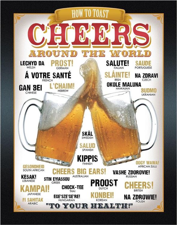 Cheers Around The World Metal Sign Flat New 31X40 CM S2720