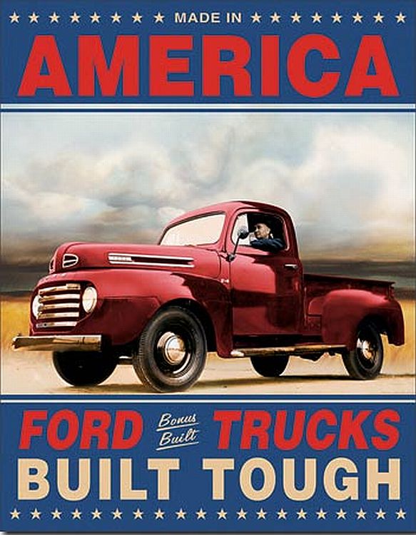 Ford Trucks Built Tough Retro Vintage Tin Sign 13 x 16in