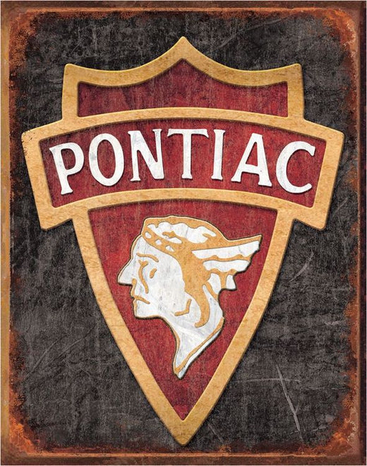 Desperate Enterprises 1930 Pontiac Logo Tin Sign - Nostalgic Vintage Metal Wall Décor - Made in USA