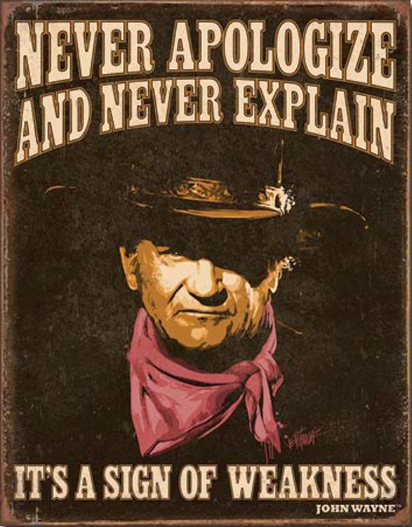 Desperate Enterprises John Wayne - Sign Of Weakness Tin Sign - Nostalgic Vintage Metal Wall D cor - Made in USA