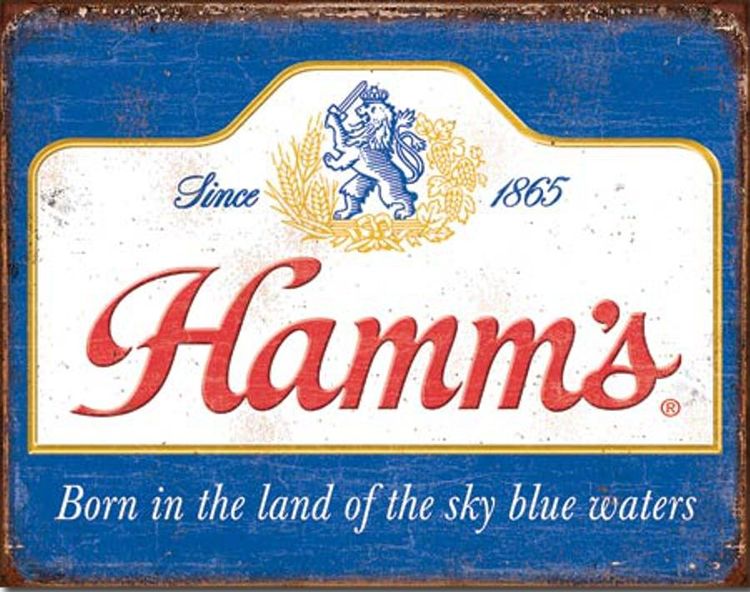 Desperate Enterprises Hamm's Beer - Sky Blue Waters Tin Sign - Nostalgic Vintage Metal Wall Decor - Made in USA - 16" W x 12.5" H