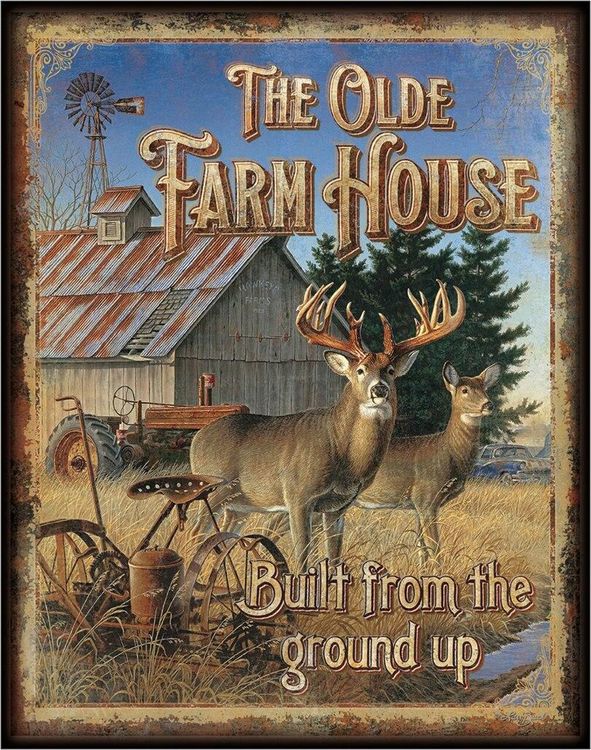 Desperate Enterprises JQ - Olde Farmhouse Tin Sign, 12.5"W x 16"H