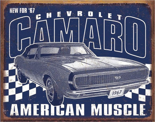 Desperate Enterprises Chevrolet Camaro - 1967 Muscle Tin Sign - Nostalgic Vintage Metal Wall Decor - Made in USA