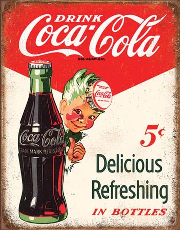 Desperate Enterprises SS-BRK-TSN2168 Coca-Cola - Sprite Boy 5 Cents Tin Sign, 12.5"W x 16"H