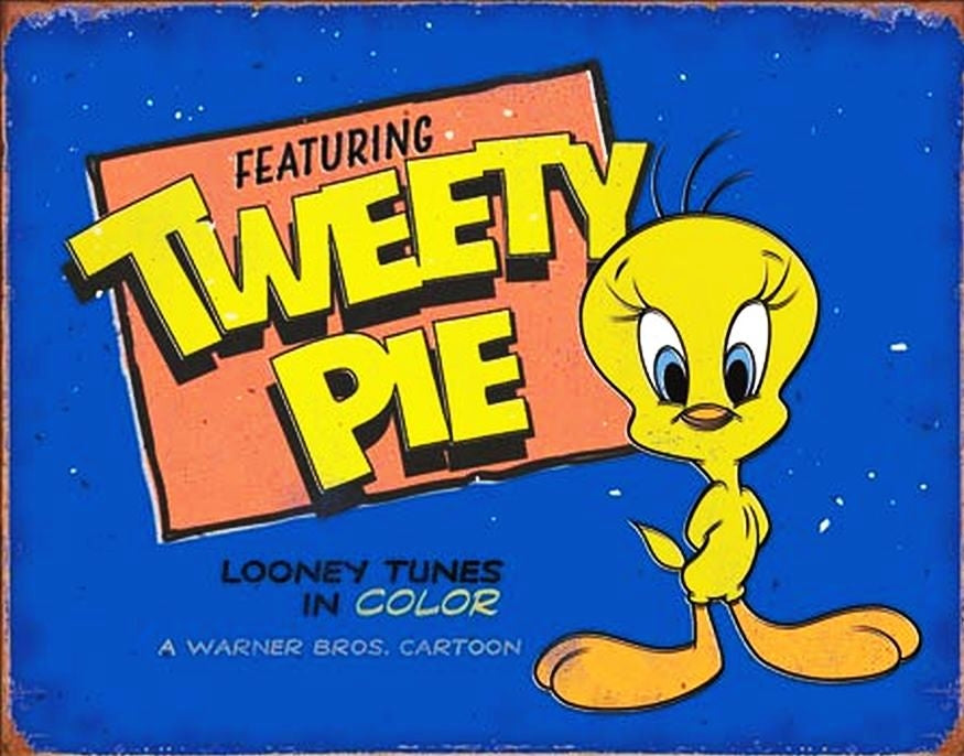 Signs 4 Fun SIG2179 Tweety Pie Metal Tin Sign, Yellow
