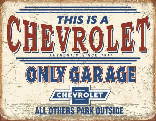 Desperate Enterprises Chevrolet Only Garage Tin Sign - Nostalgic Vintage Metal Wall Decor - Made in USA