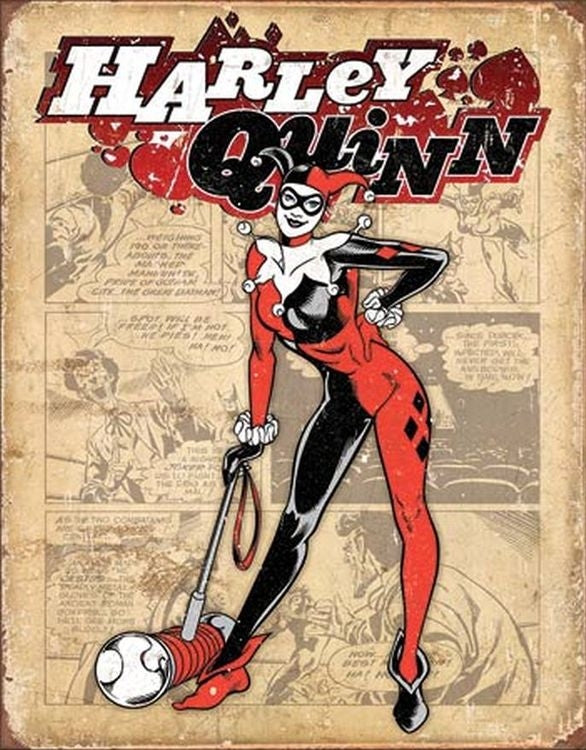 Signs 4 Fun SIG2203 Harley Quinn Retro Metal Tin Sign, Red