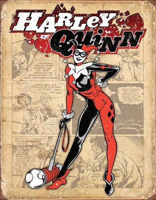 Signs 4 Fun SIG2203 Harley Quinn Retro Metal Tin Sign, Red
