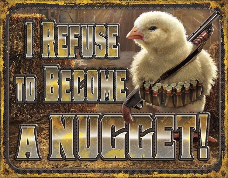 Desperate Enterprises I Refuse to Become A Nugget Tin Sign - Nostalgic Vintage Metal Wall Decor - Made in US
