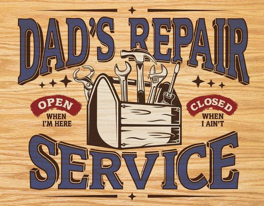 Desperate Enterprises Dad's Repair Service Tin Sign - Nostalgic Vintage Metal Wall Decor - Made in USA