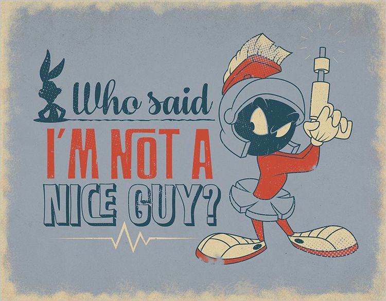 Desperate Enterprises Marvin the Martian - Nice Guy Tin Sign - Nostalgic Vintage Metal Wall Decor - Made in USA