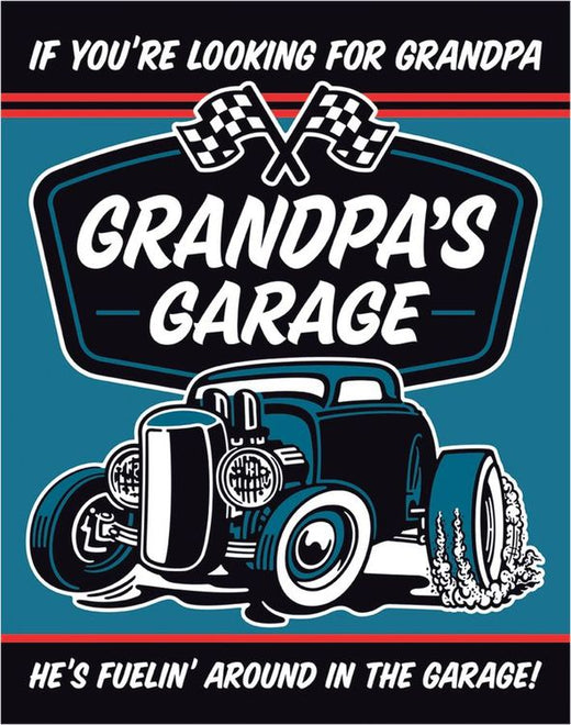 Desperate Enterprises Grandpa's Garage - Fuelin Tin Sign - Nostalgic Vintage Metal Wall Decor - Made in USA