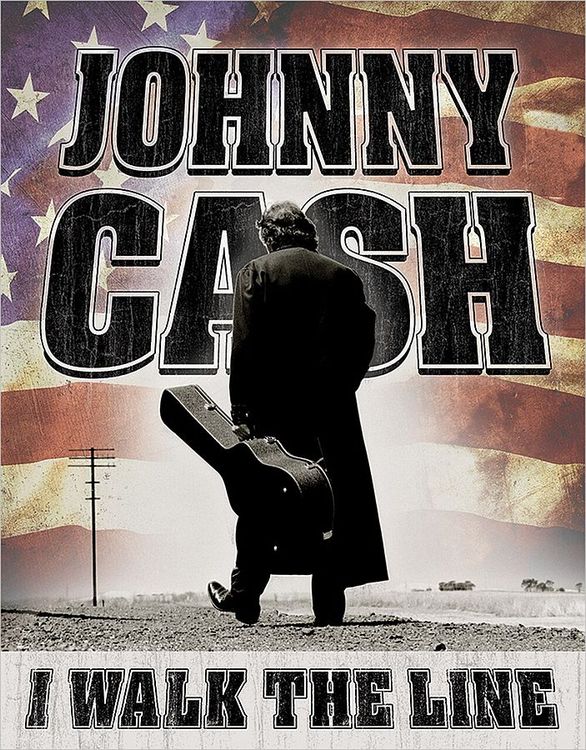 Desperate Enterprises Johnny Cash - Walk the Line Tin Sign, 12.5"W x 16"H