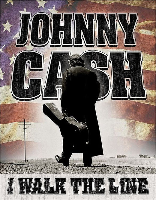 Desperate Enterprises Johnny Cash - Walk the Line Tin Sign, 12.5"W x 16"H