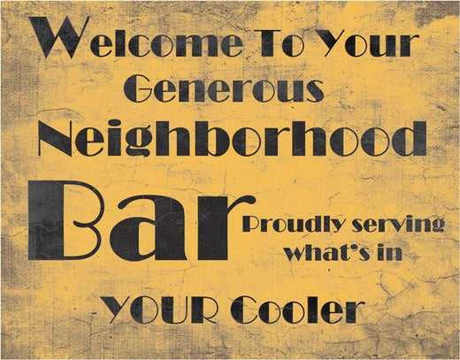 Desperate Enterprises Generous Neighborhood Bar Tin Sign - Nostalgic Vintage Metal Wall Decor - Made in USA