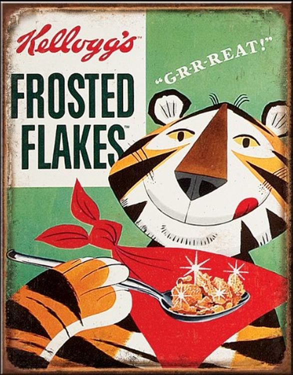 Desperate Enterprises Kellogg's Frosted Flakes Tony Tin Sign - Nostalgic Vintage Metal Wall Decor - Made in USA