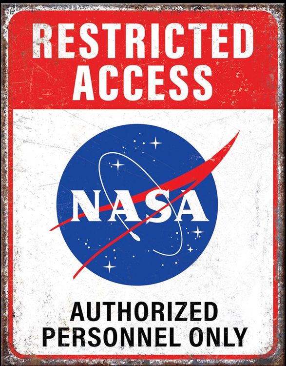 Desperate Enterprises NASA Restricted Tin Sign - Nostalgic Vintage Metal Wall Decor - Made in USA