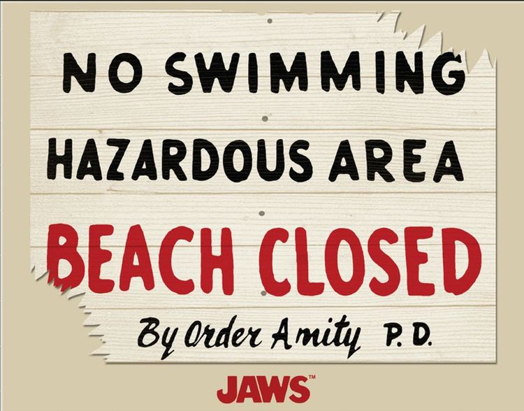 Desperate Enterprises Jaws No Swimming Tin Sign - Nostalgic Vintage Metal Wall Decor - Made in USA