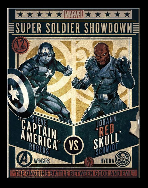 Desperate Enterprises Captain America vs Red Skull Tin Sign - Nostalgic Vintage Metal Wall Decor - Made in USA