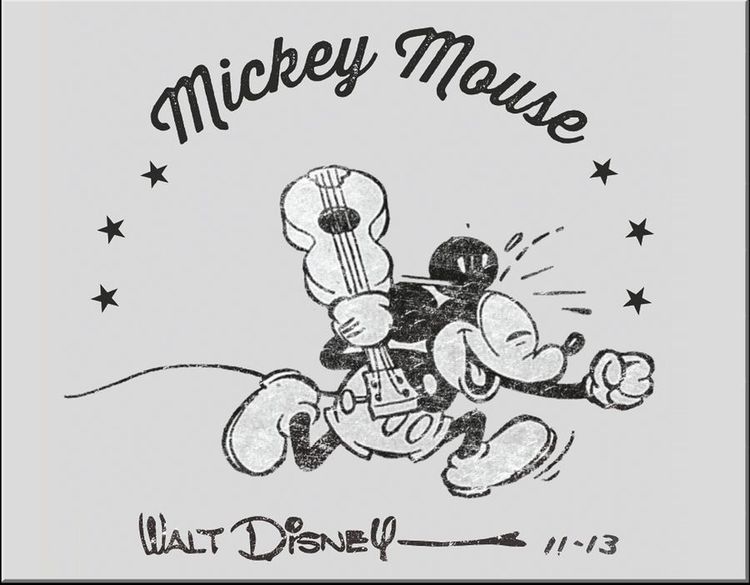 Desperate Enterprises Mickey Mouse with Guitar Tin Sign - Nostalgic Vintage Metal Wall D cor - Made in USA