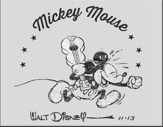Desperate Enterprises Mickey Mouse with Guitar Tin Sign - Nostalgic Vintage Metal Wall D cor - Made in USA