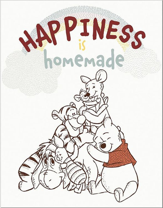 Desperate Enterprises Happiness is Homemade Winnie the Pooh Group Tin Sign - Nostalgic Vintage Metal Wall D cor - Made in USA