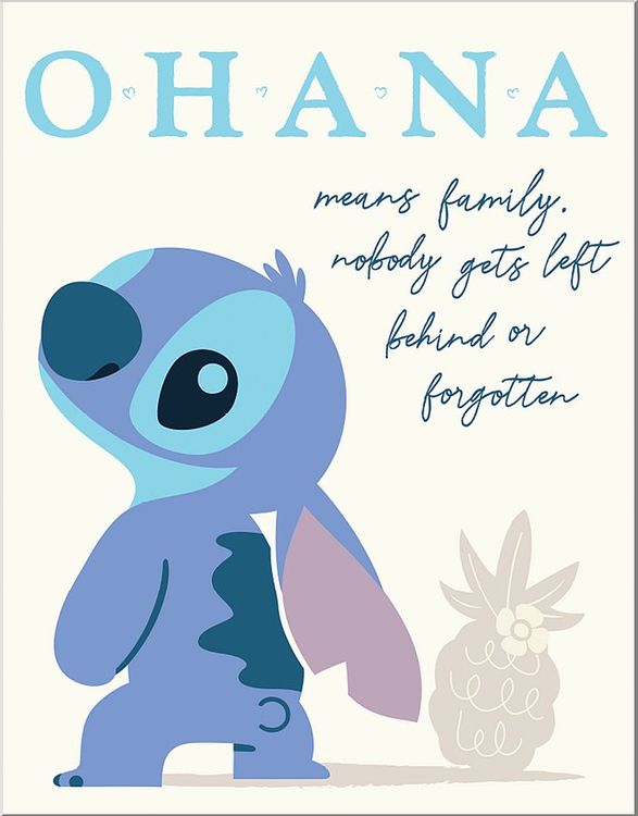 Desperate Enterprises Stitch Ohana Tin Sign - Nostalgic Vintage Metal Wall D cor - Made in USA