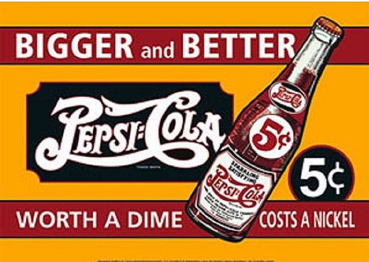 Signs 4 Fun SIG407 Pepsi Big/Better Horz YLW Metal Sign, Red