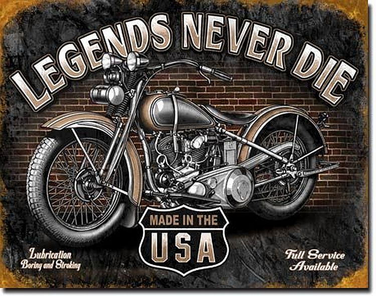 Desperate Enterprises Legends Never Die Biker Tin Sign Flat New 31X40 CM S2177