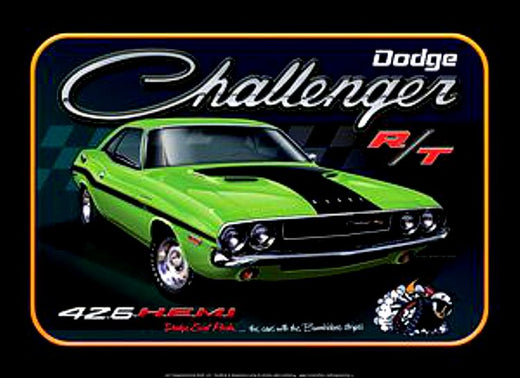 Signs 4 Fun SIGA01 Dodge Challenger R/T Metal Sign, Black