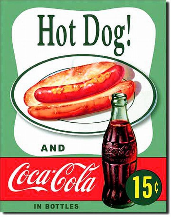 Desperate Enterprises Tin Signs 1048 Coke Hot Dog