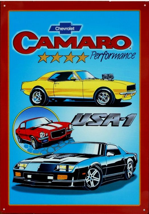 Signs 4 Fun SIGGM03 Camaro Performance Metal Sign, Blue