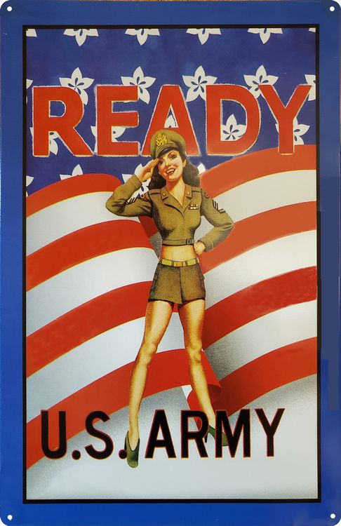 Signs 4 Fun SIGGP02 Army Girl - Ready Metal Sign, Blue