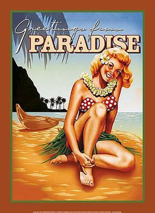Signs 4 Fun SIGGP07 Greetings from Paradise Metal Sign, Orange