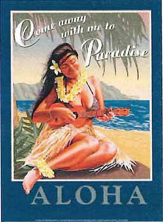 Signs 4 Fun SIGGP08 Aloha-Come Away with Me Metal Sign, Blue