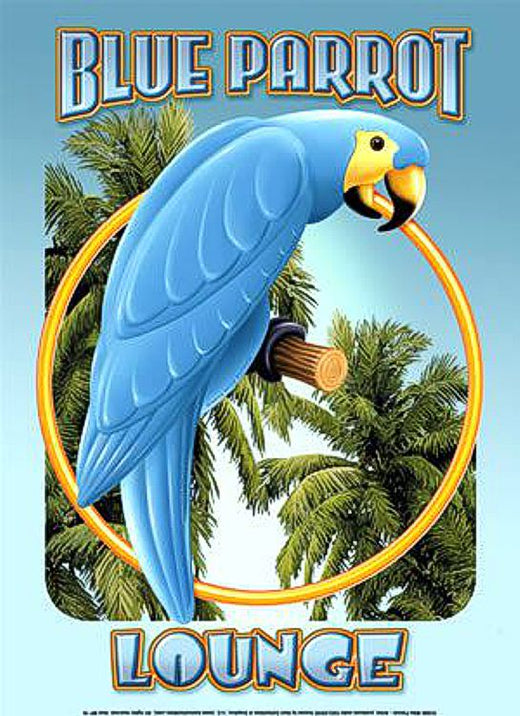 Signs 4 Fun SIGK16 Blue Parrot Lounge Metal Sign