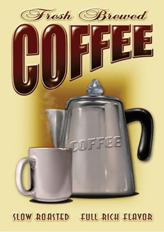 Signs 4 Fun SIGKF3 Fresh Brewed Coffee Metal Sign, Grey